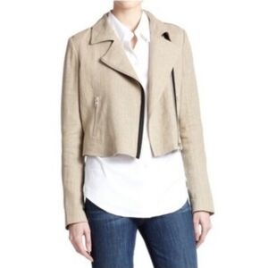 Theory Sanda Linen Moto Jacket, Size Petite (P), EUC